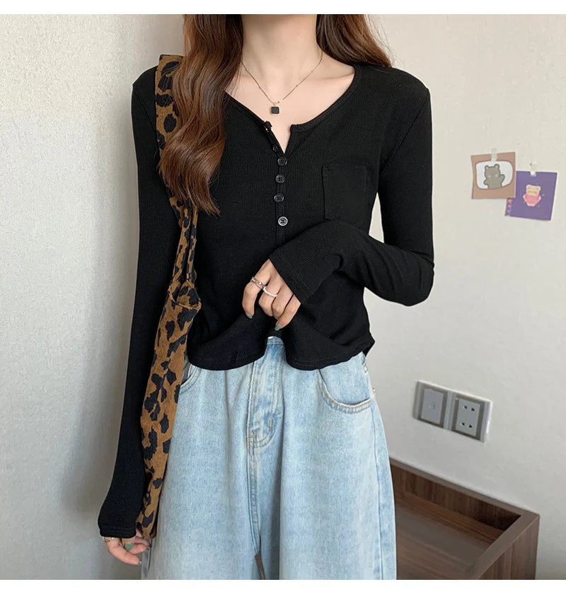 ✨ Plus Size Irregular Hem T-Shirt 👚 Long Sleeve Korean Style Top 🍁 Casual Spring Autumn Commute Wear