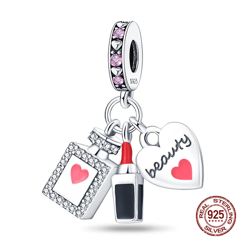 925 Sterling Silver Perfume Bottle Charm Bead – Fits Pandora Bracelet DIY Jewelry Gift for Women