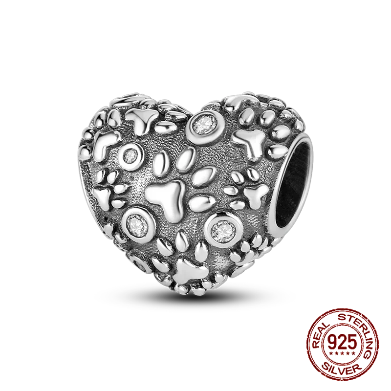 925 Sterling Silver Number & Puppy Family Beads Pendant | Fit 4mm Hole Bracelets