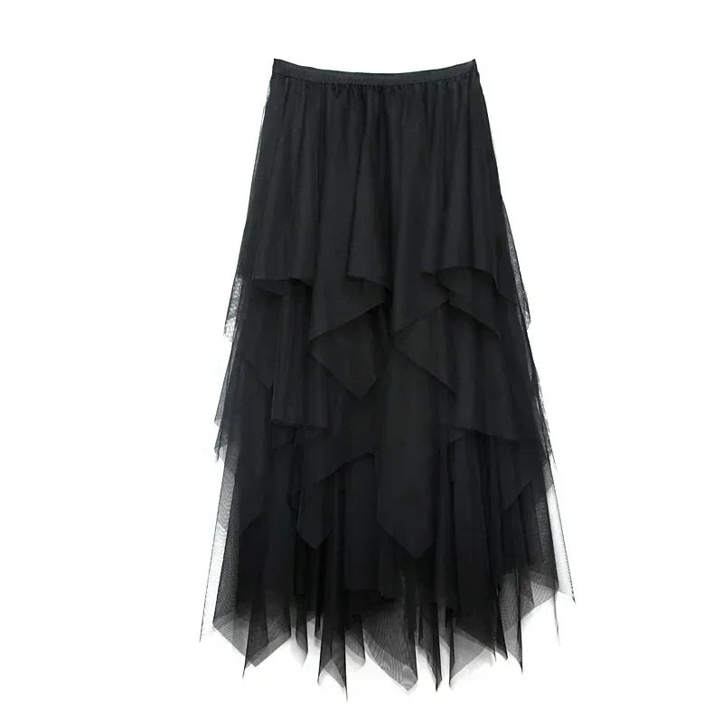 Women’s Summer Tutu Skirt – Harajuku High Waist Tulle Mesh Midi Faldas 👗✨