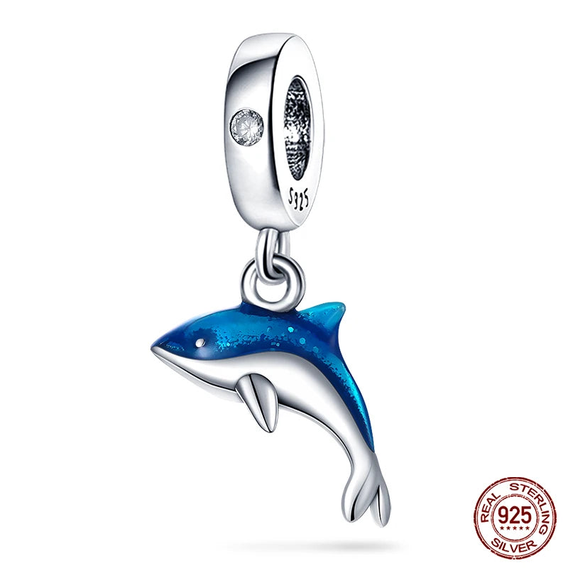 Blue Ocean Series 925 Sterling Silver Turtle Crab Mermaid Charms for 3mm Bracelet