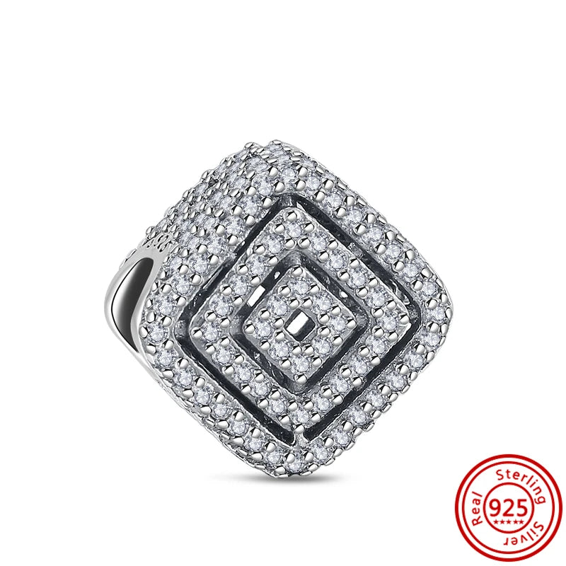 925 Sterling Silver Heart Pave Zircon Family Tree Charm | Fits Original Bracelet Women’s Luxury Jewelry Gift