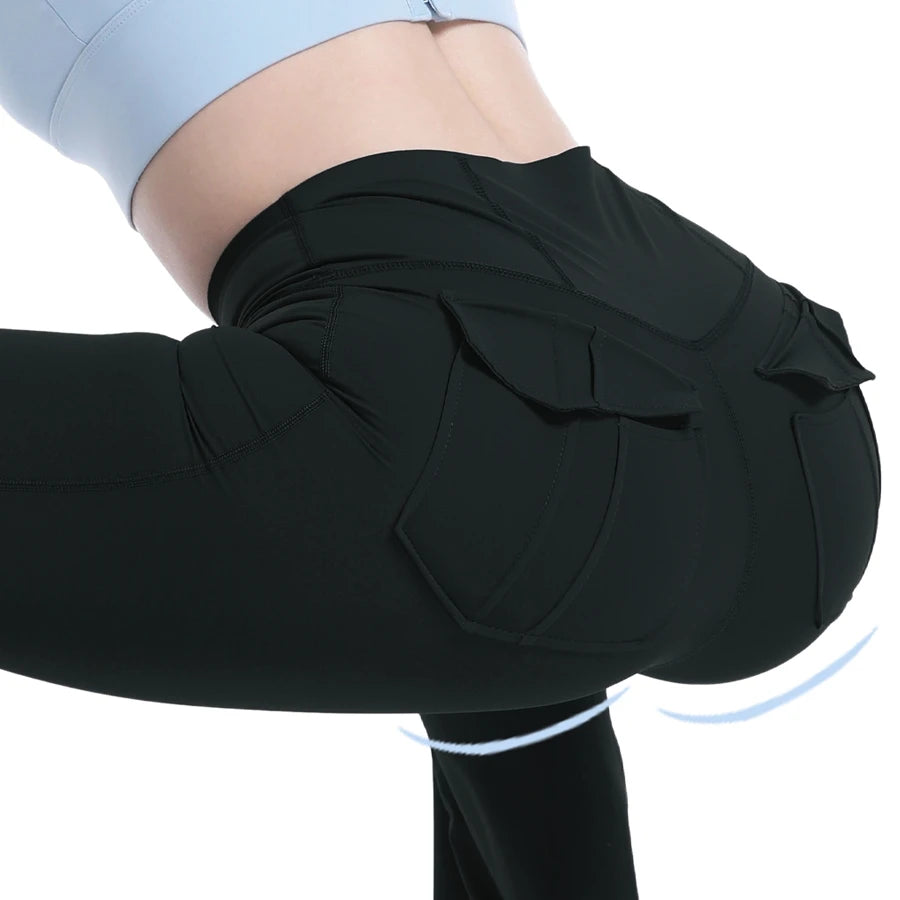 Women’s High Waisted Flared Yoga Pants | Tummy Control Bootcut Leggings with Pockets | Gym & Casual Wear