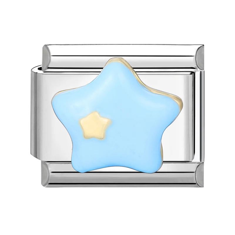 2025 Original Zircon Bow Knot Star Cherry Italian Charm | Stainless Steel 9mm Links DIY Modular Bracelet Jewelry Wholesale