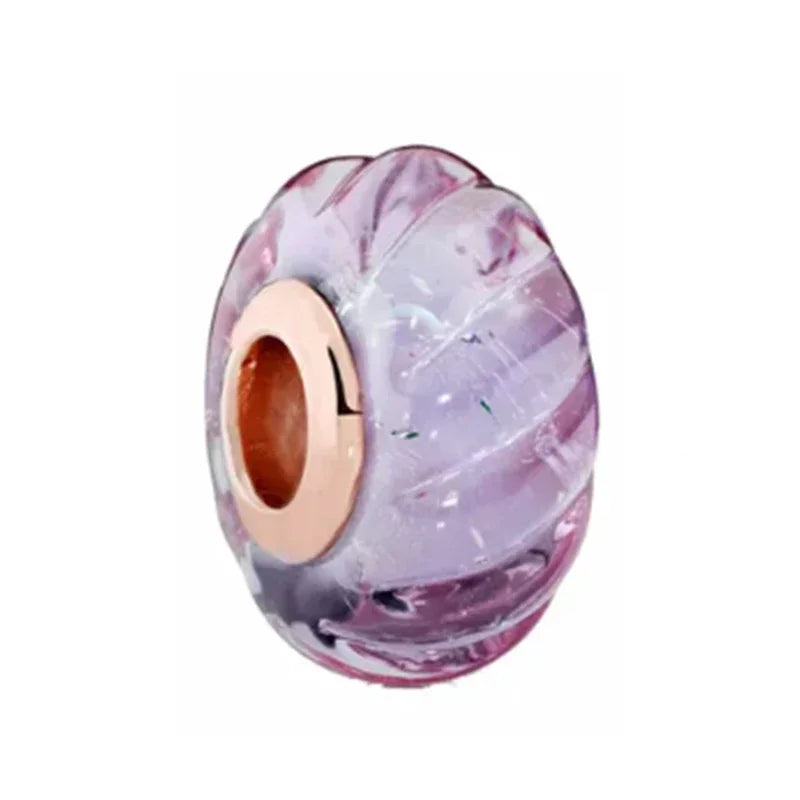 925 Sterling Silver Murano Glass Galaxy & Clover Heart Beads | Fit Pandora Bracelet DIY Jewelry Gift for Mum