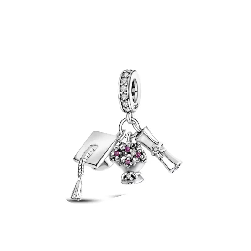 2025 New S925 Silver Spring Ball Bear Cross Pendant – DIY Bracelet Charm for Women