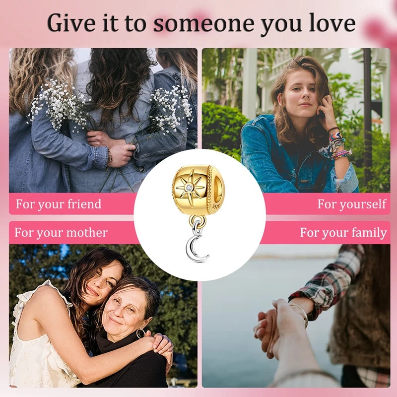 925 Sterling Silver Gold Charms Beads | Leopard, Butterfly, Firefly & Bee Dangle Fit Original Bracelet Women DIY Jewelry Gift