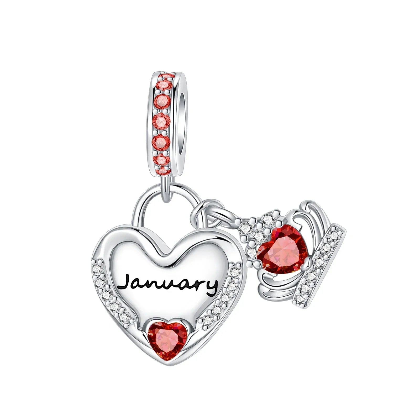 925 Sterling Silver Birthstone Love Pendant Charm | January–December Zircon Bead for Bracelet & Necklace DIY Jewelry Gift