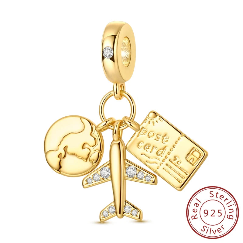 Original 925 Sterling Silver Charms – Mushroom, Unicorn, Wings & Pearl Beads for Women