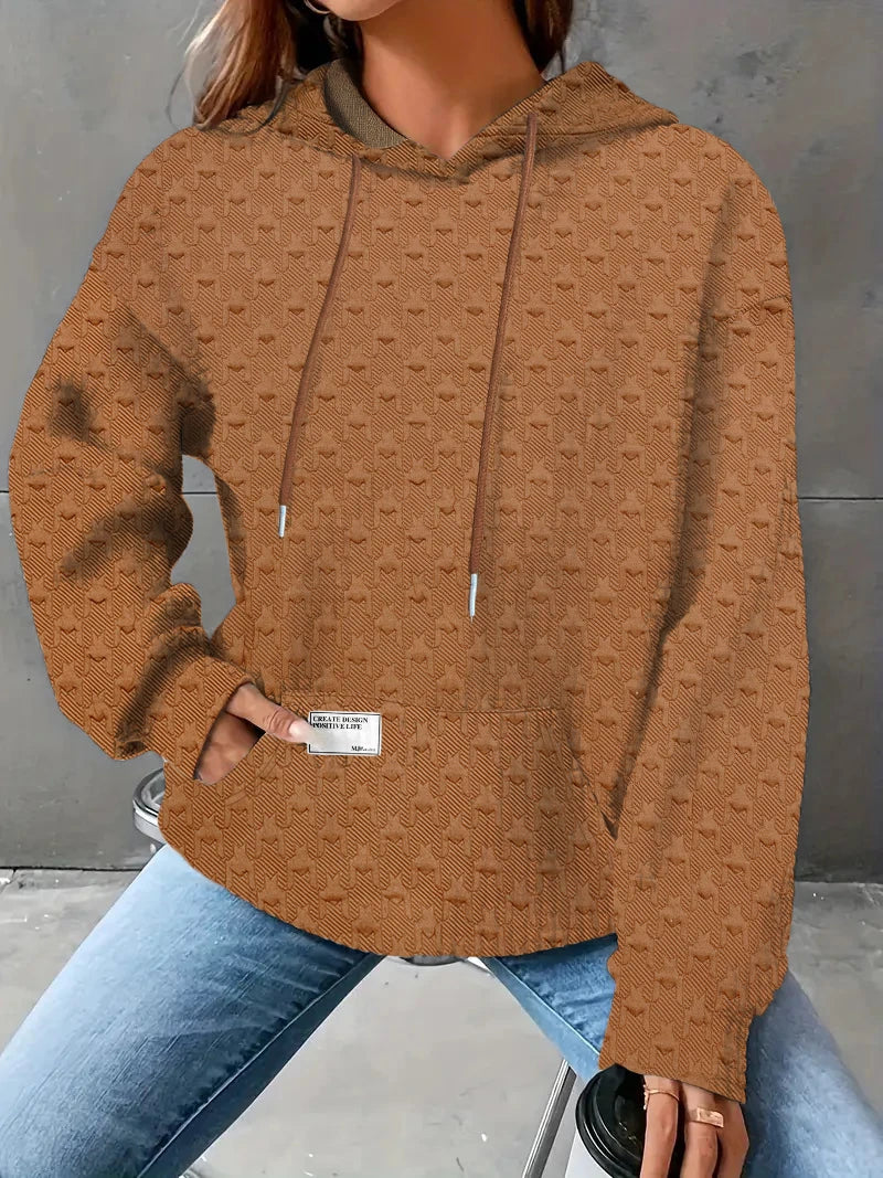 Women’s Autumn Winter Waffle Hoodie – Casual Sports Loose Sweatshirt for Women