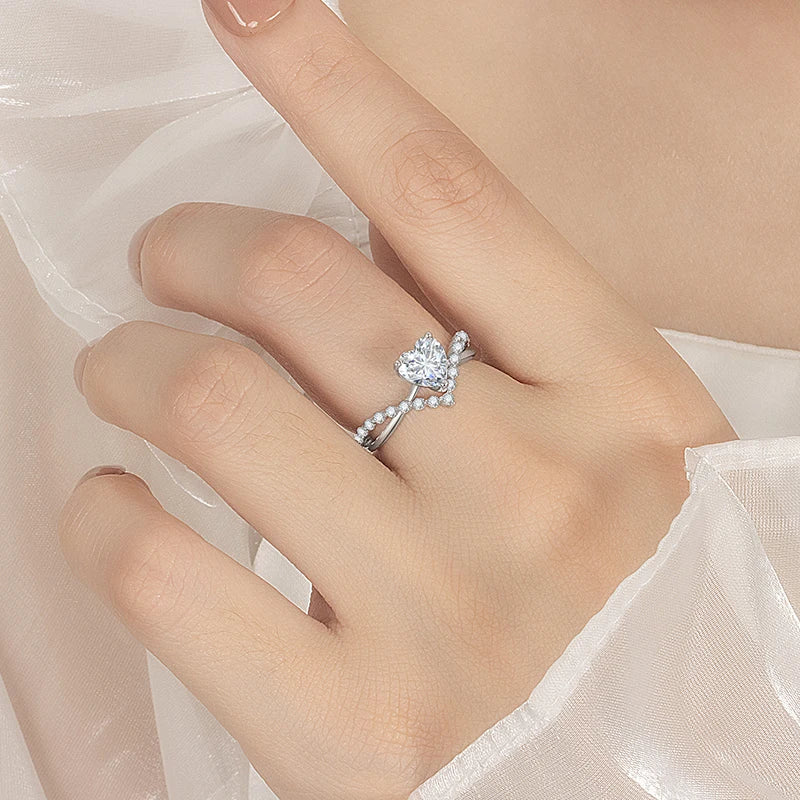 PERMANY 1CT Heart Cut Moissanite Ring for Women – S925 Sterling Silver Luxury Wedding Jewelry