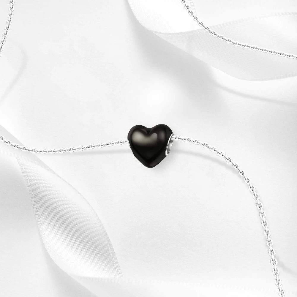 2025 New 925 Sterling Silver Colorful Shine Heart Charm Beads | Fit Snake Chain Bracelet & Necklace Women DIY Jewelry