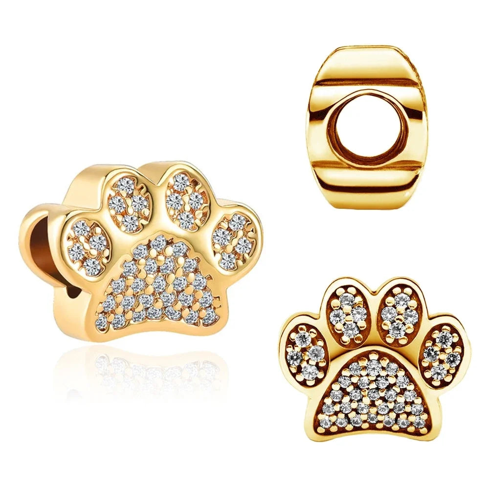 S925 Silver Heart-Shaped Cat Paw Charm | Fits Original 925 Bracelet | DIY Women’s Birthday Fine Jewelry Gift