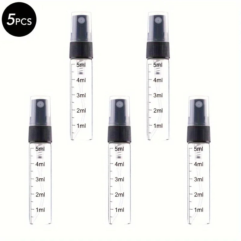 5/10PCS Mini Glass Perfume Bottles – 3ML / 5ML / 10ML Travel Toner & Cosmetic Dispenser | Tea-Colored Graduated Bottles