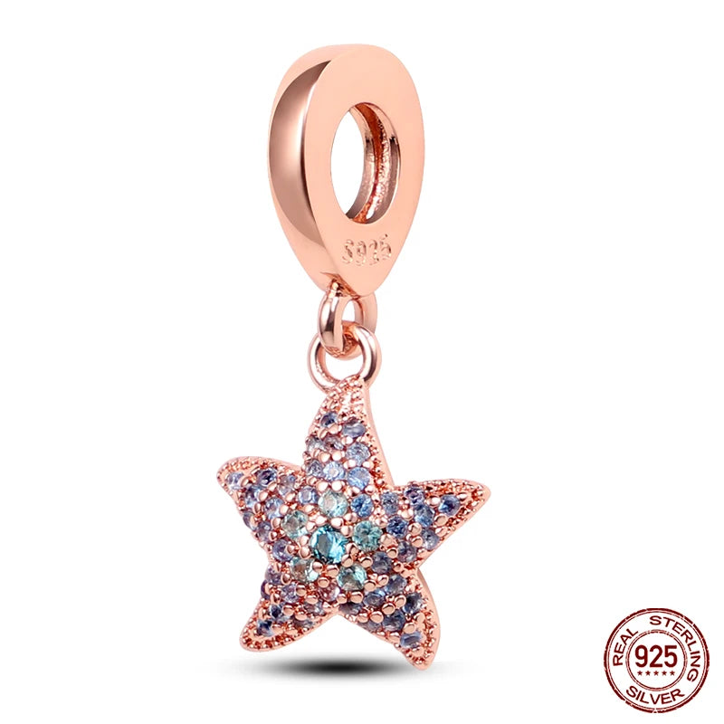 Blue Ocean Series 925 Sterling Silver Turtle Crab Mermaid Charms for 3mm Bracelet