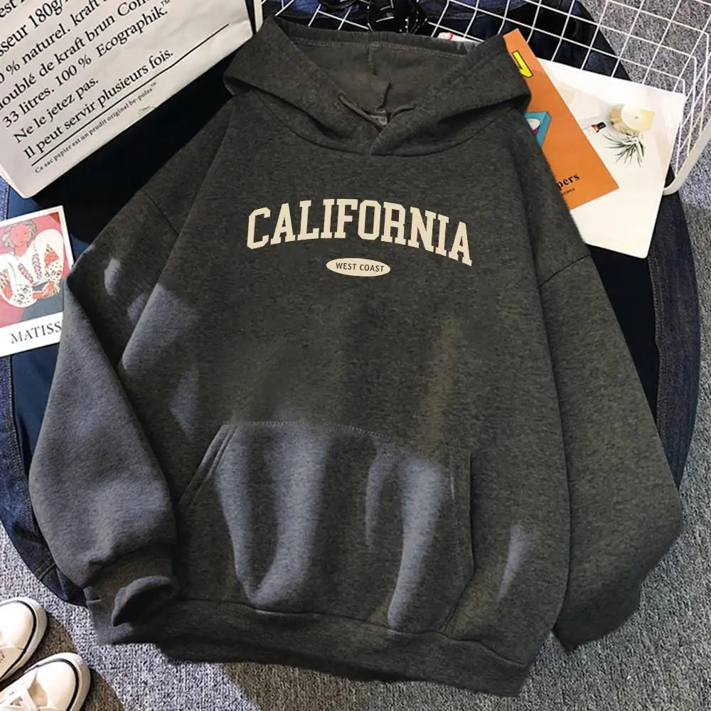 California West Coast Women’s Hoodie | Hip Hop Streetwear Fleece Pullover with Pocket | Comfortable Casual Sweatshirt