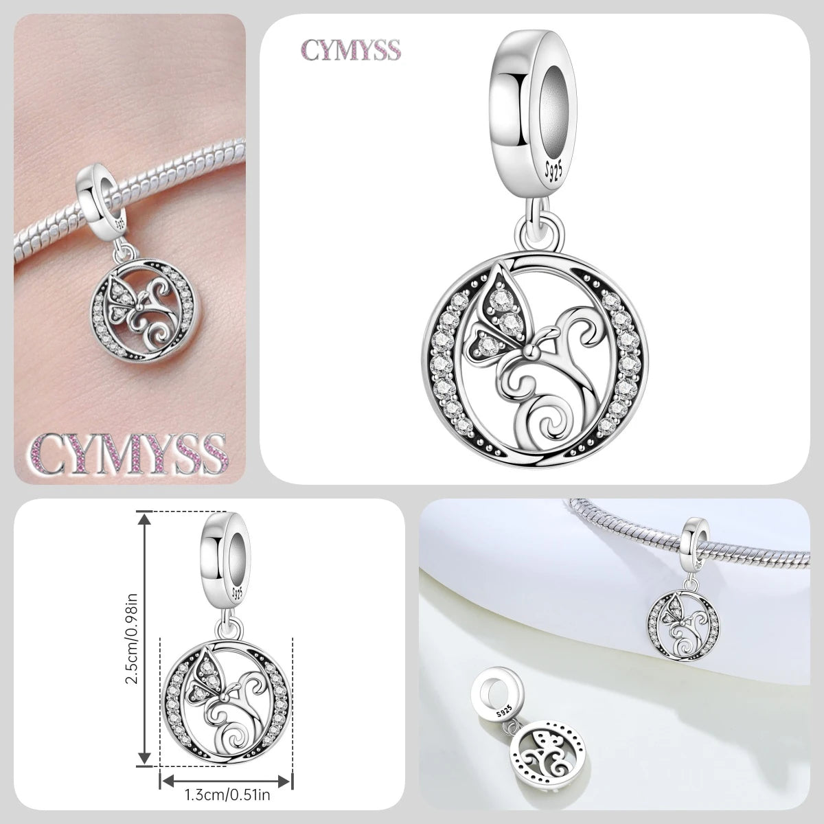 Original S925 Sterling Silver Butterfly & A-Z Letter Beads – DIY Bracelet & Necklace Jewelry