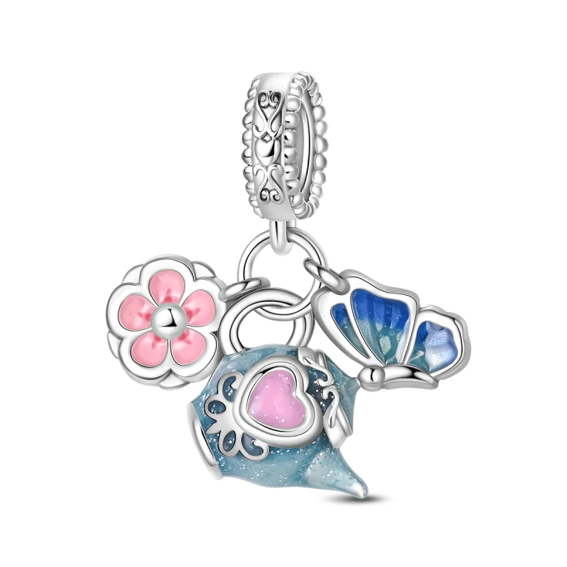 925 Silver Plated Magic Mirror Princess Angel Pink Charm Beads | Fits Original Pan 925 Bracelet | Exquisite DIY Jewelry