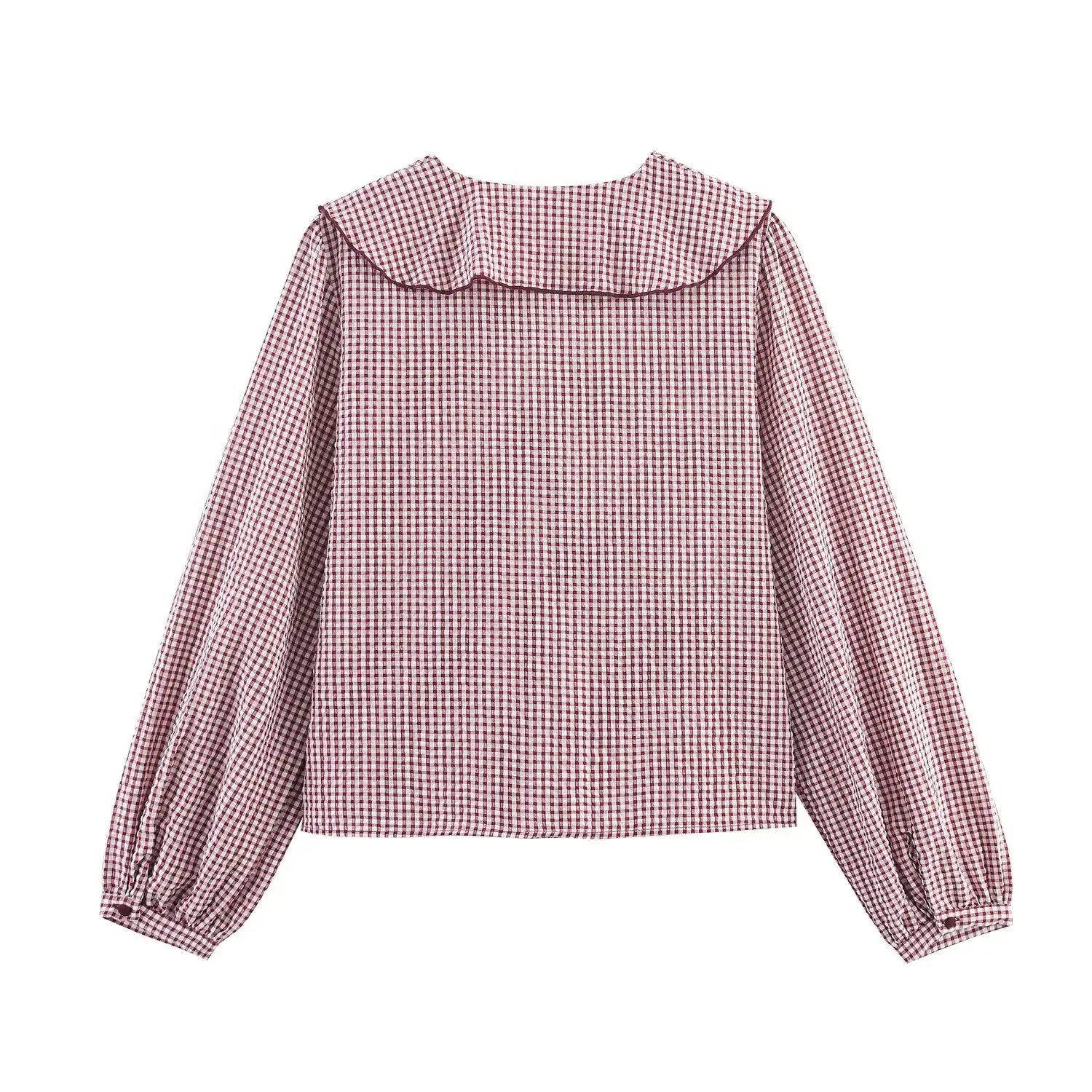 BSAY Bow Plaid Shirt Women – 2025 Fall French V-Neck Long Sleeve Ruffled Blouse 🍂👚🎀