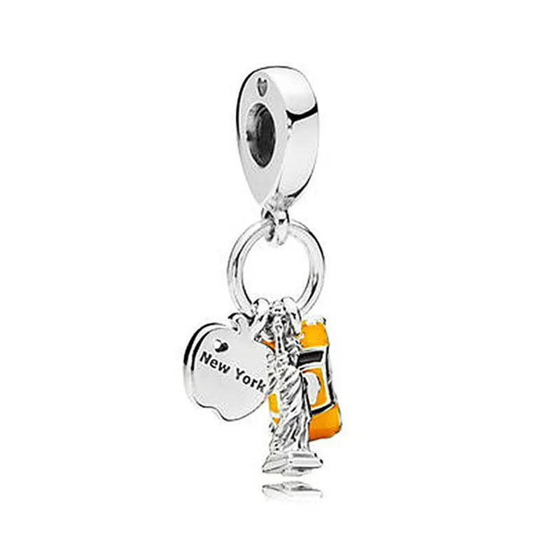 925 Sterling Silver Airplane, Leaf & Angel Charms | Painted Bead Pendants Fit Original European Bracelet DIY Jewelry