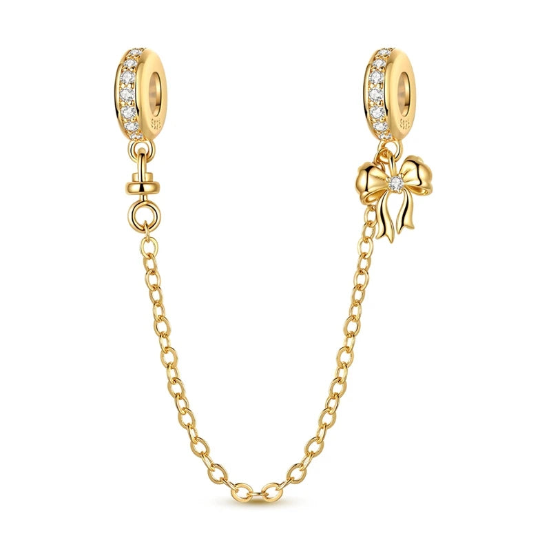 925 Sterling Silver Gold Charms Beads | Leopard, Butterfly, Firefly & Bee Dangle Fit Original Bracelet Women DIY Jewelry Gift