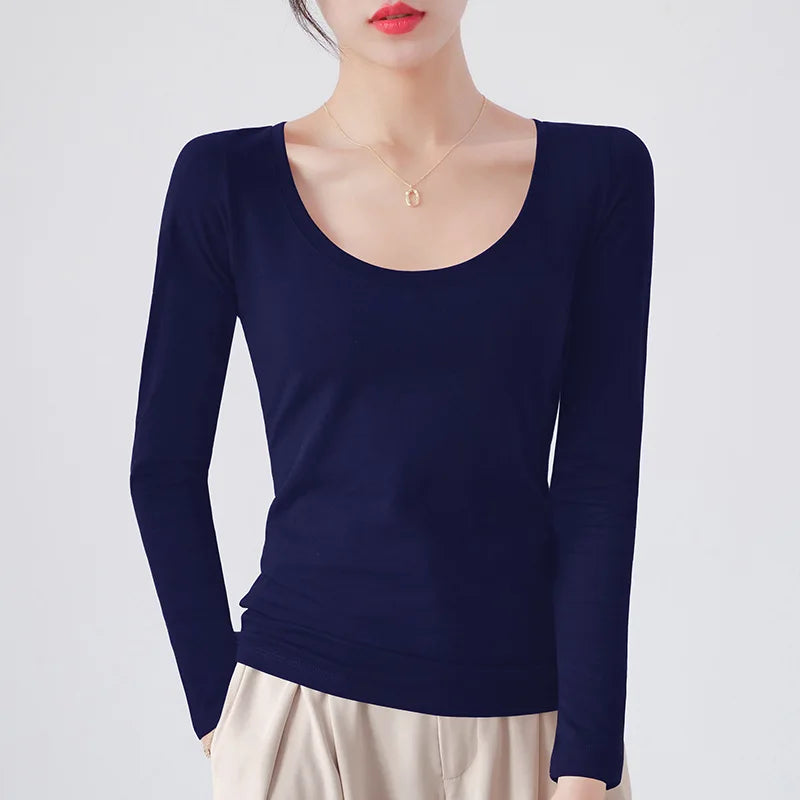 MRMT 2025 Women’s Slim Fit Long Sleeve T-Shirt – 95% Pure Cotton White Top for Women