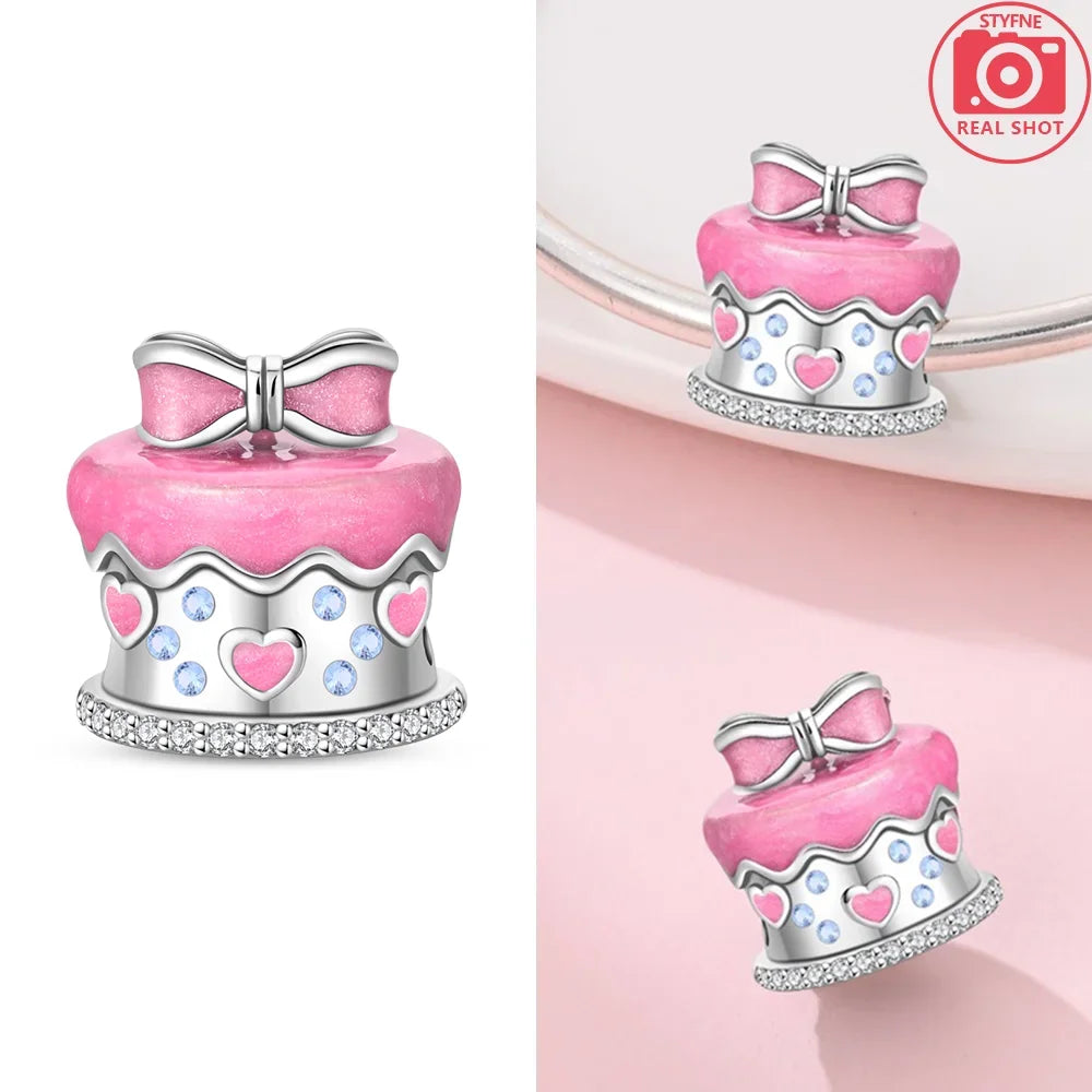 925 Sterling Silver Red Cherry Girl Polka Dot Matryoshka Charms | Bow Beads Fit Original Bracelet DIY Jewelry Gift for Women