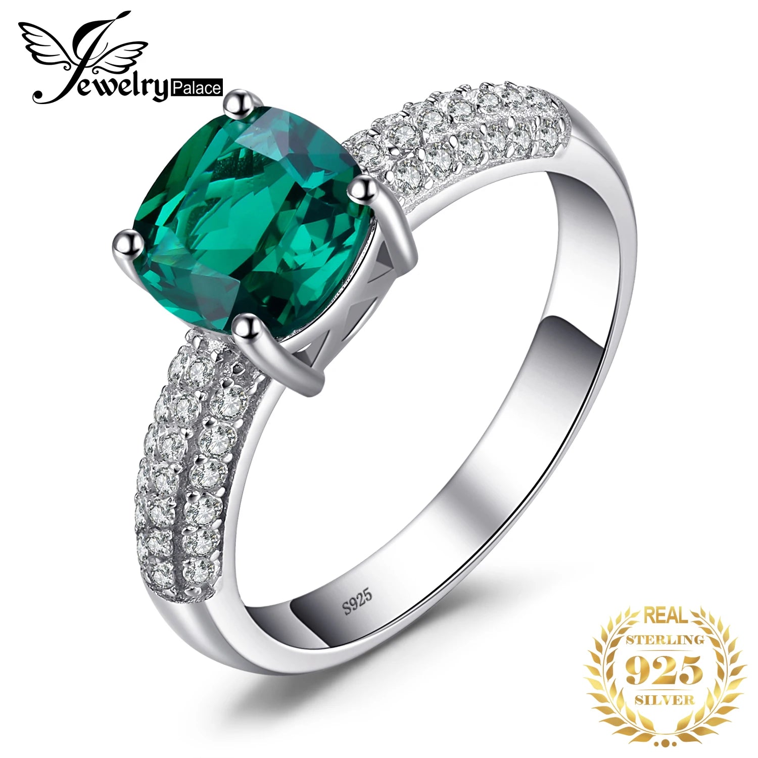 JewelryPalace 925 Sterling Silver Green Nano Emerald & Ruby Ring – Women’s Gemstone Solitaire Engagement Ring