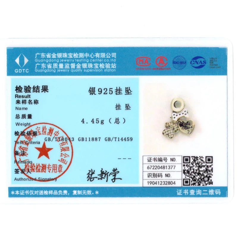 925 Sterling Silver Inlaid Zircon Love Heart & Snake Dangle Charm – Fits Original Pandora Bracelet, Women’s Jewelry Pendant Bead