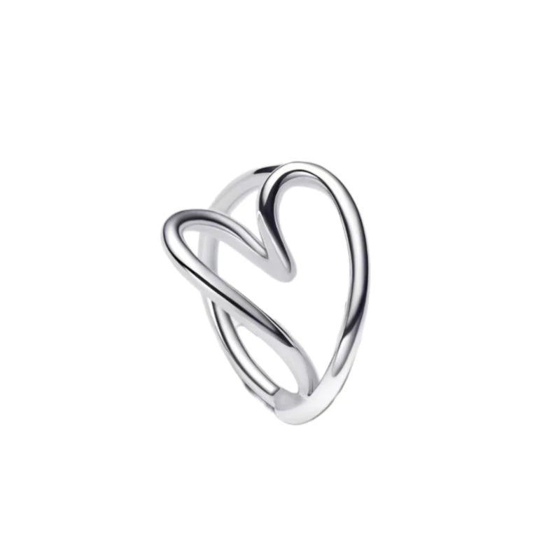 2025 New 100% Sterling Silver Romantic Heart Two-Tone Envelope Charm Ring | Luxurious Women’s High-Quality Jewelry