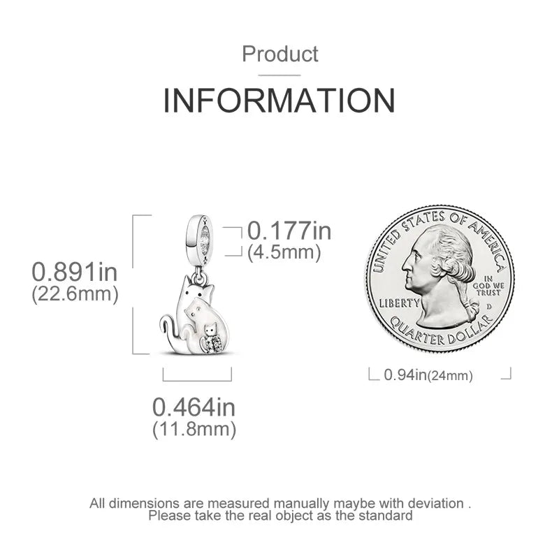 Cat Collection 925 Sterling Silver Charms Bead | Persian Bell & Multifarious Cat Dangle Fit Pandora Bracelet Necklace DIY Jewelry