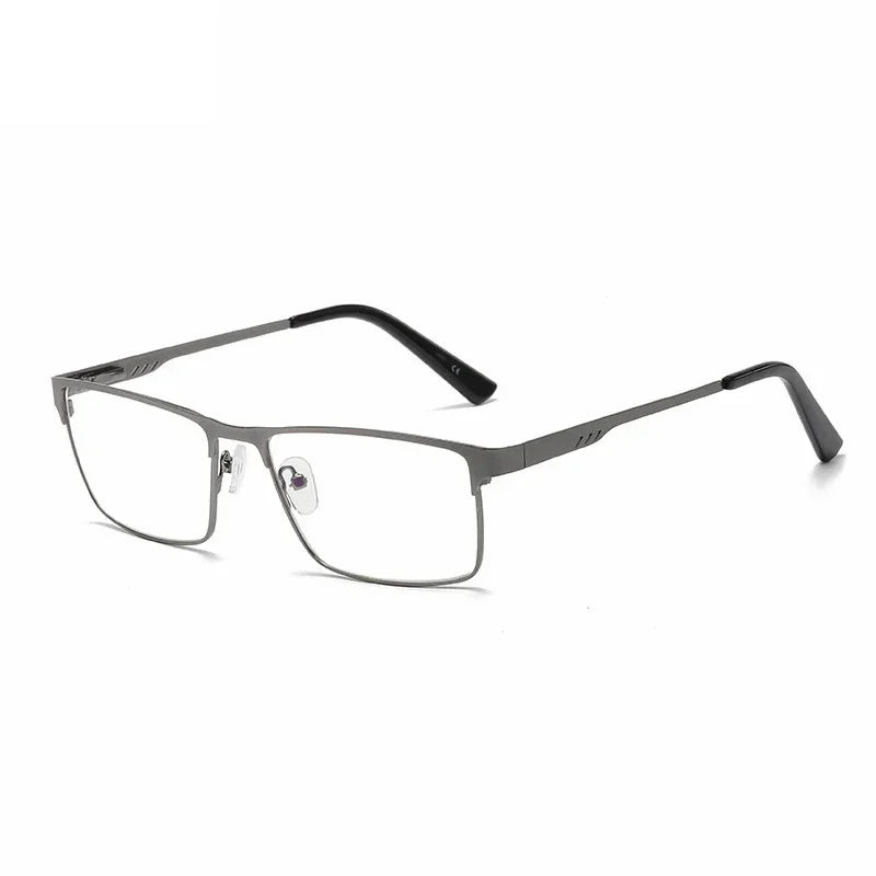 Men’s Square Metal Large Frame Prescription Glasses – Blue Light Blocking & Eye Protection Eyewear