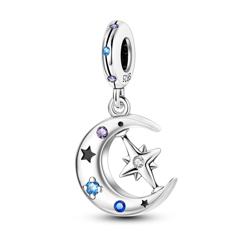 925 Sterling Silver Colorful Luminous Charms | Shell Turtle Star Beads