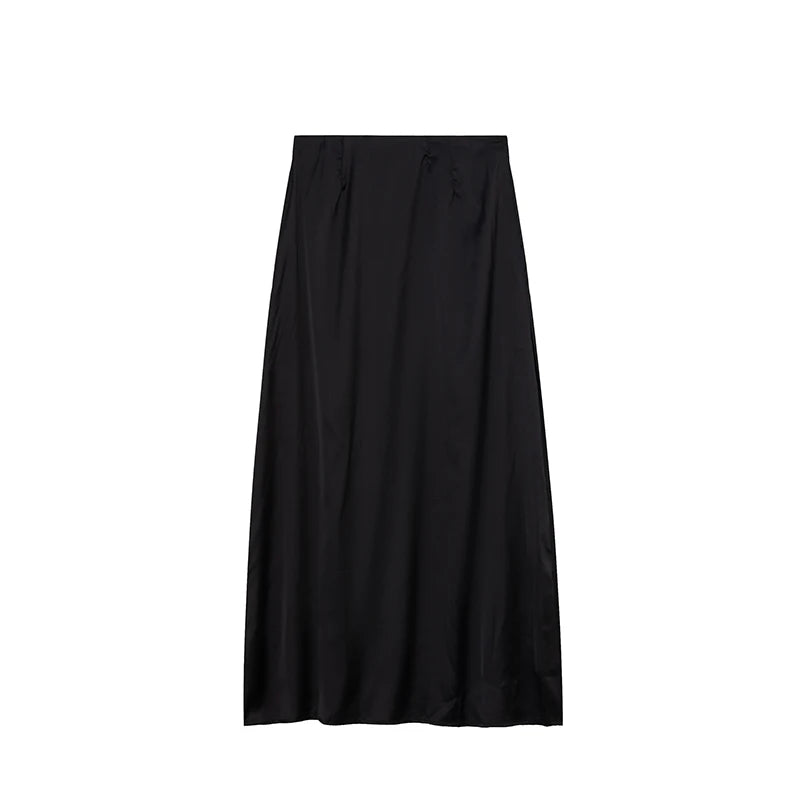 2024 Women’s Fashion Satin High Waist Midi Skirt – Stylish, Chic & Versatile Female Skirt