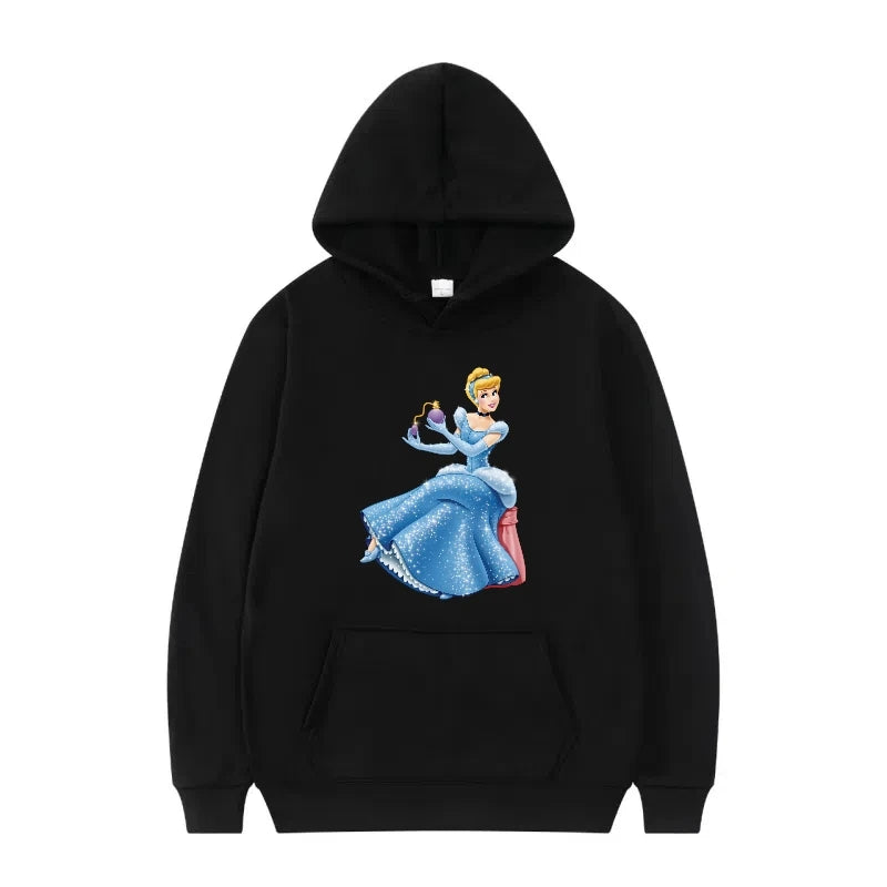Disney Princess Graphic Hoodie | Y2K Sweet Style Long Sleeve Sweatshirt with Pockets for Women