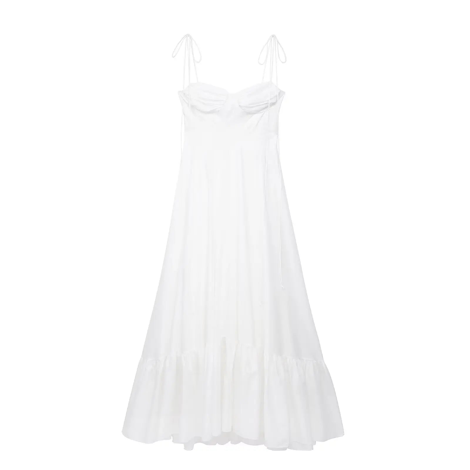 ✨ TFMLN Elegant Women's Tiered Long Dress 👗 Summer High-Waist A-Line Party Dress 🌸 Solid Color Soft Fashion
