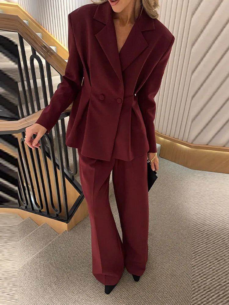 Women’s Blazer & Trouser Set 🌸 Solid Lapel Coat Wide Leg Pants 2026 ✨