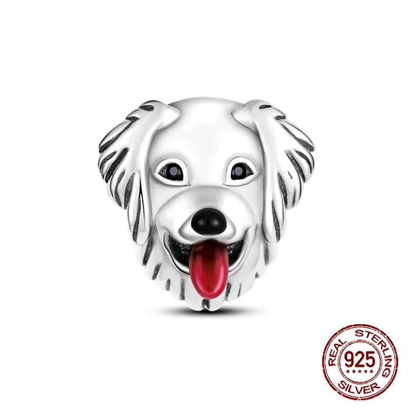 925 Sterling Silver Number & Puppy Family Beads Pendant | Fit 4mm Hole Bracelets