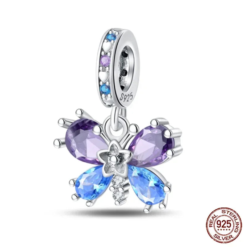 925 Sterling Silver Classic Purple Retro Heart Charm | Lotus Angel Beads for Bracelet & Necklace DIY Jewelry