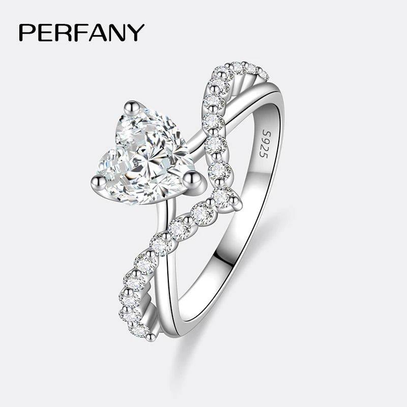 PERMANY 1CT Heart Cut Moissanite Ring for Women – S925 Sterling Silver Luxury Wedding Jewelry