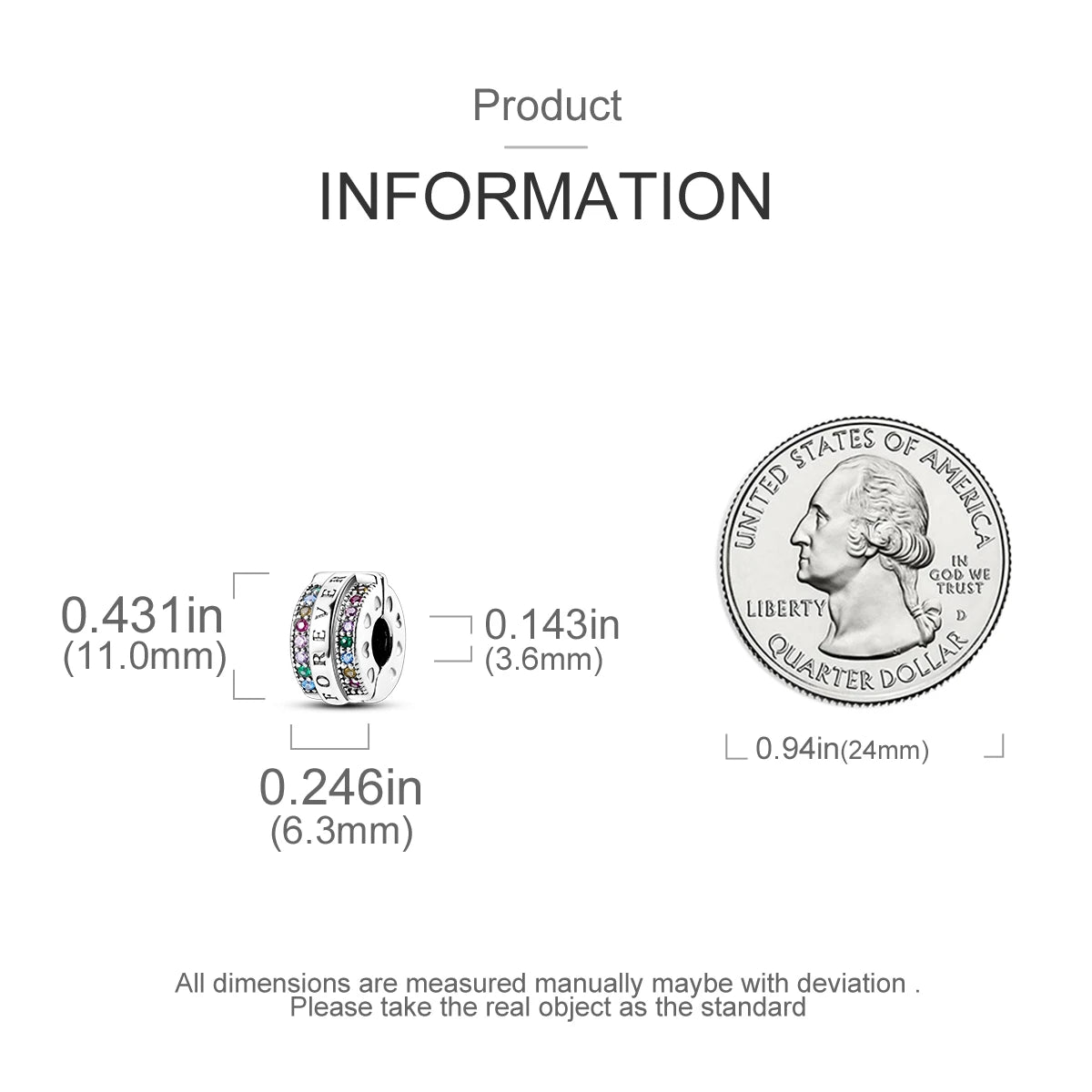 Original 925 Sterling Silver Stopper Bead Clip Charm | Fits Bangle Bracelet DIY Jewelry