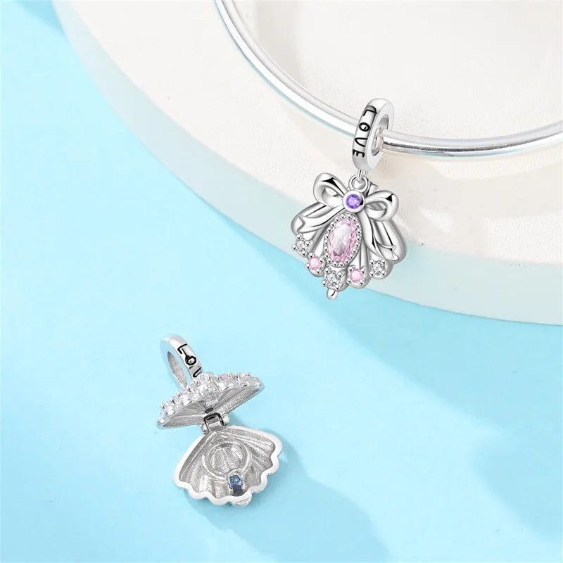 Original 925 Sterling Silver Luminous Lantern & Magic Cat Charm Bead | Glowing Angel Jungle Pendant for Bracelet Jewelry