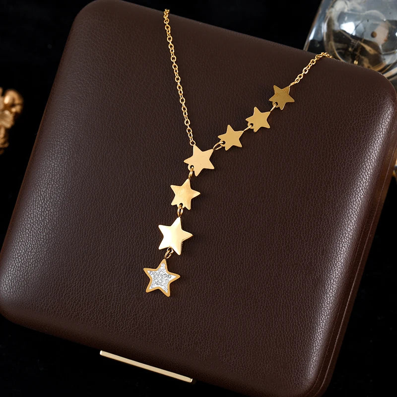 GANEMLY 316L Stainless Steel Water Drop Pendant Necklace – 18K Gold Plated Trendy Women’s Jewelry Gift