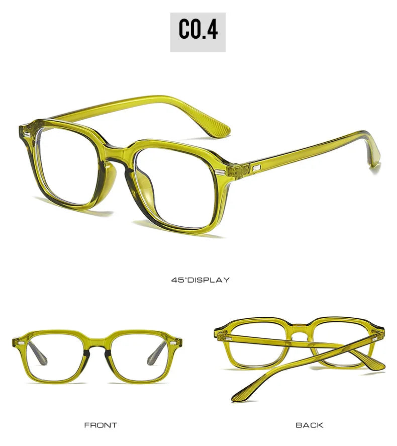 New Square Blue Light Blocking Glasses – Unisex Transparent Frame Eyewear with Rivets | Anti Blue Light Computer Glasses for Men & Women