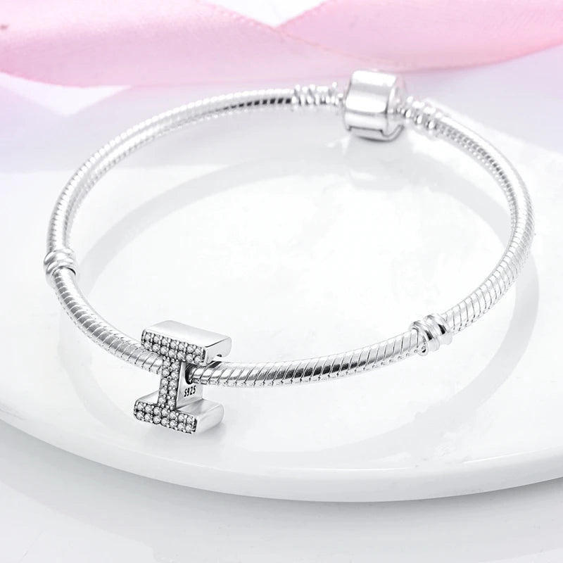 925 Sterling Silver A–Z Alphabet Letter Charms | 26 Letters Beads Fit Original Bracelet DIY Jewelry Making Gift