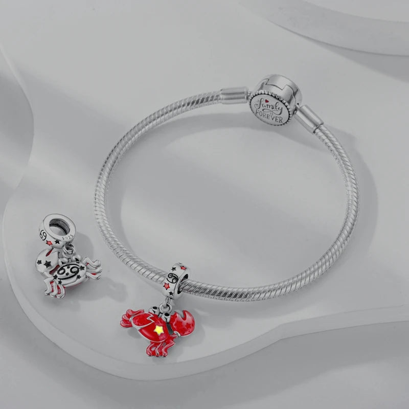 Original 925 Sterling Silver 12 Constellation Luminous Charm | Fits Pandora 3mm Bracelet DIY Jewelry Gift for Women