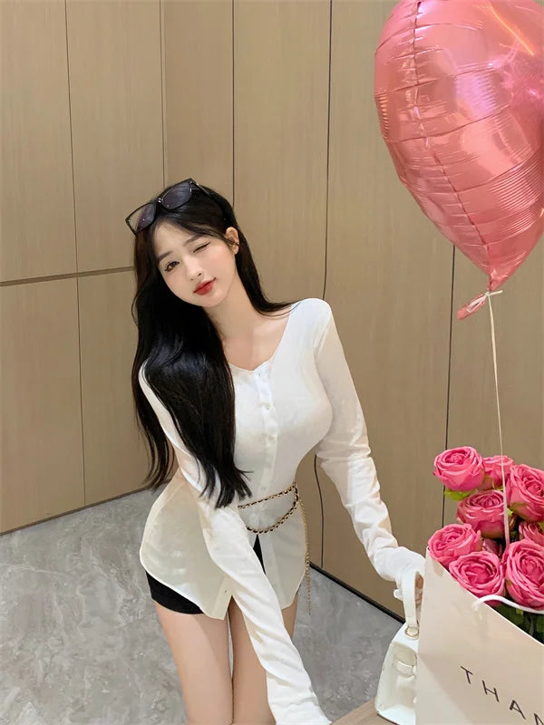 Women's Slimming Long Sleeve Cardigan | Korean Style Open Front Coat | Autumn Fashion Casual Outerwear