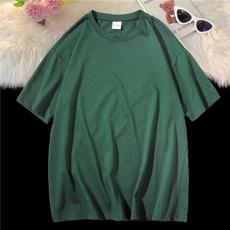 LEGIBLE 2025 Summer Women’s Cotton T-Shirt – Loose Solid Oversized O-Neck Tee 👕✨