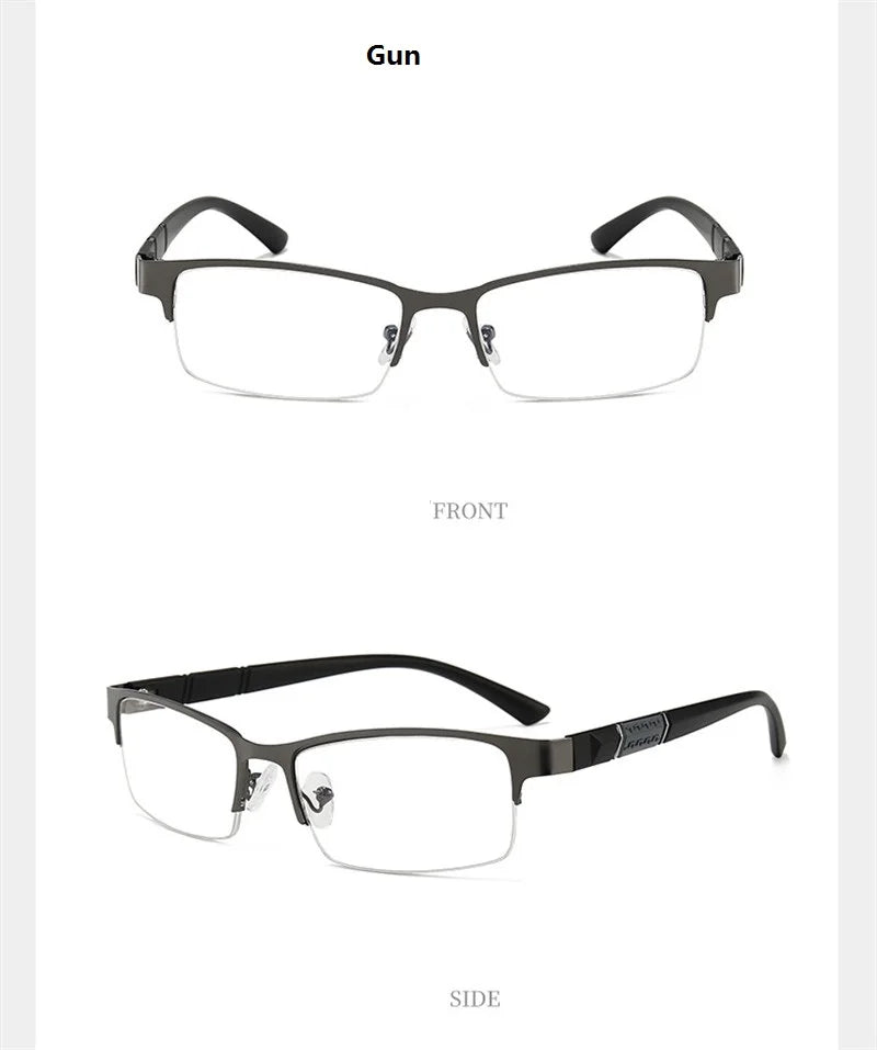 Metal Anti-Blue Light Reading Glasses for Men – Business Farsighted Eyewear Diopter 0 to +4.0