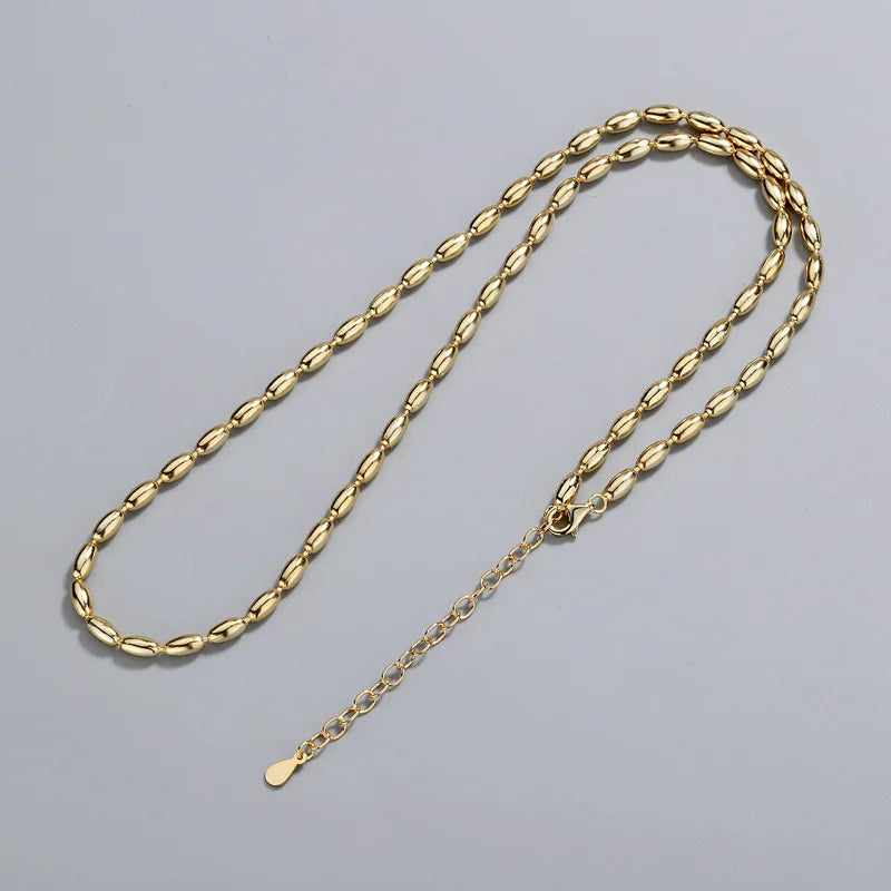 S925 Sterling Silver Beaded Choker Necklace – Simple Shiny Collarbone Chain for Girls & Women Wedding Gift Jewelry